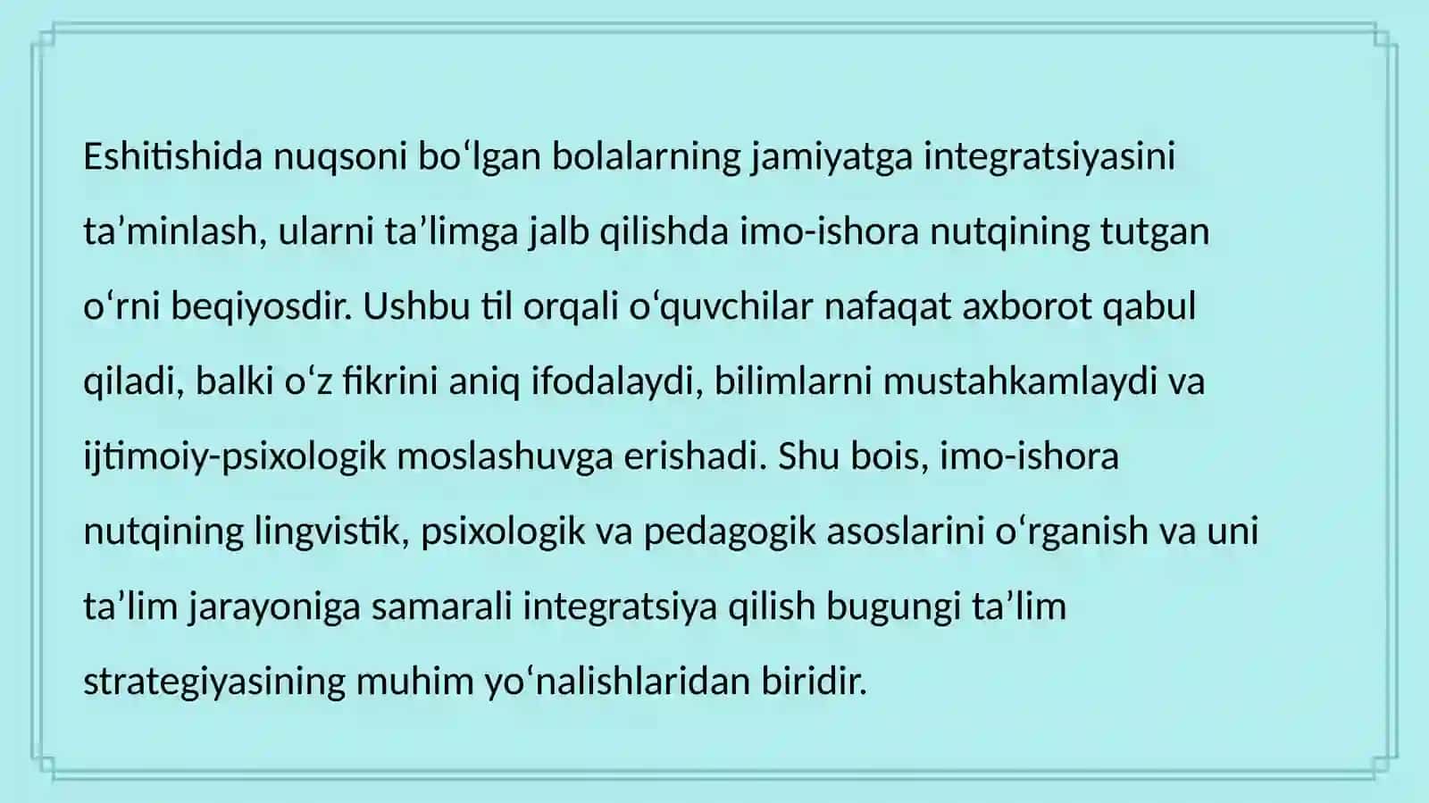 Kurs ishi "Imo-ishora nutqining o'quv jarayonidagi roli" 4