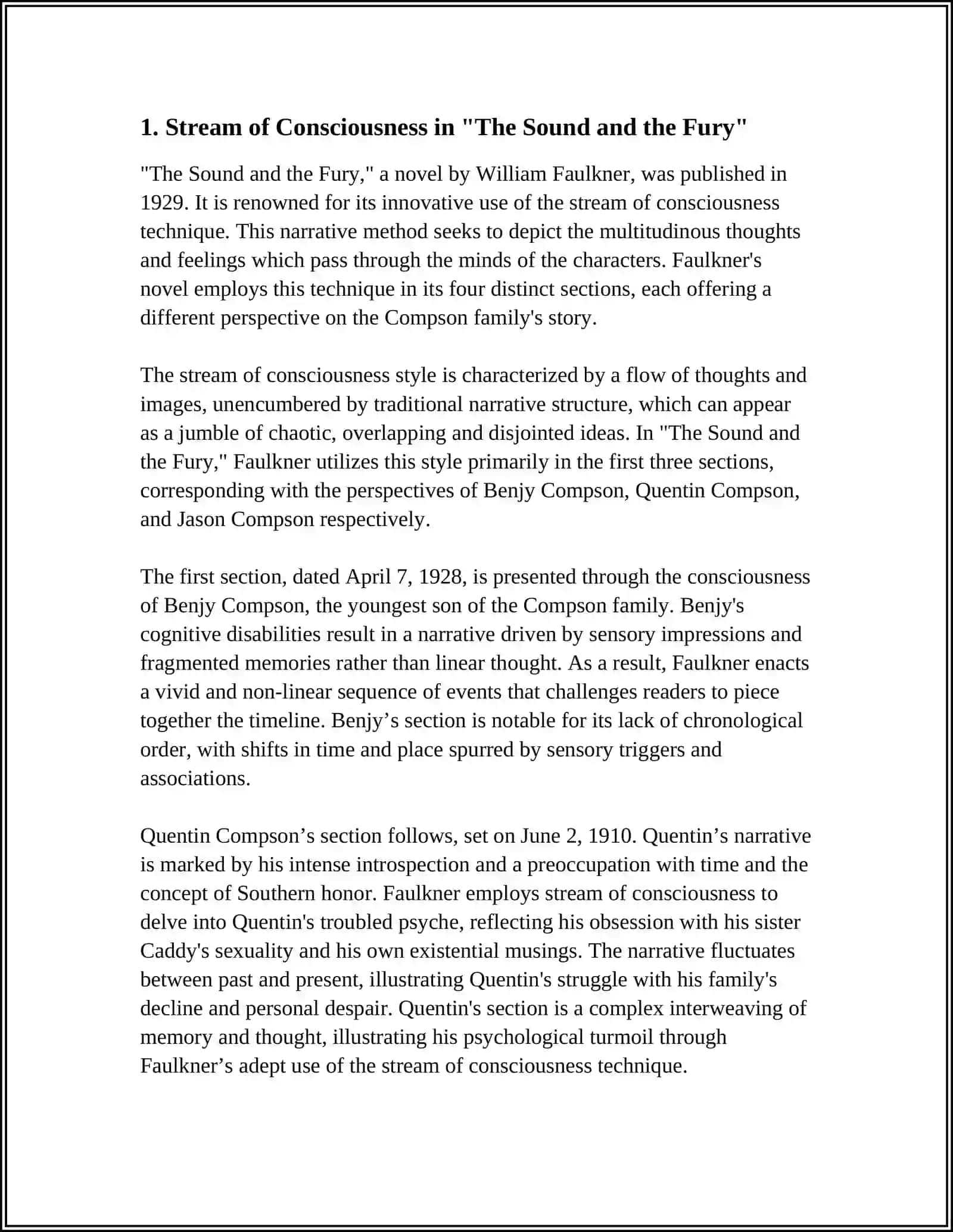 AMERICAN MODERNISM. "THE SOUND AND FURY" BY W. FAULKNER 4