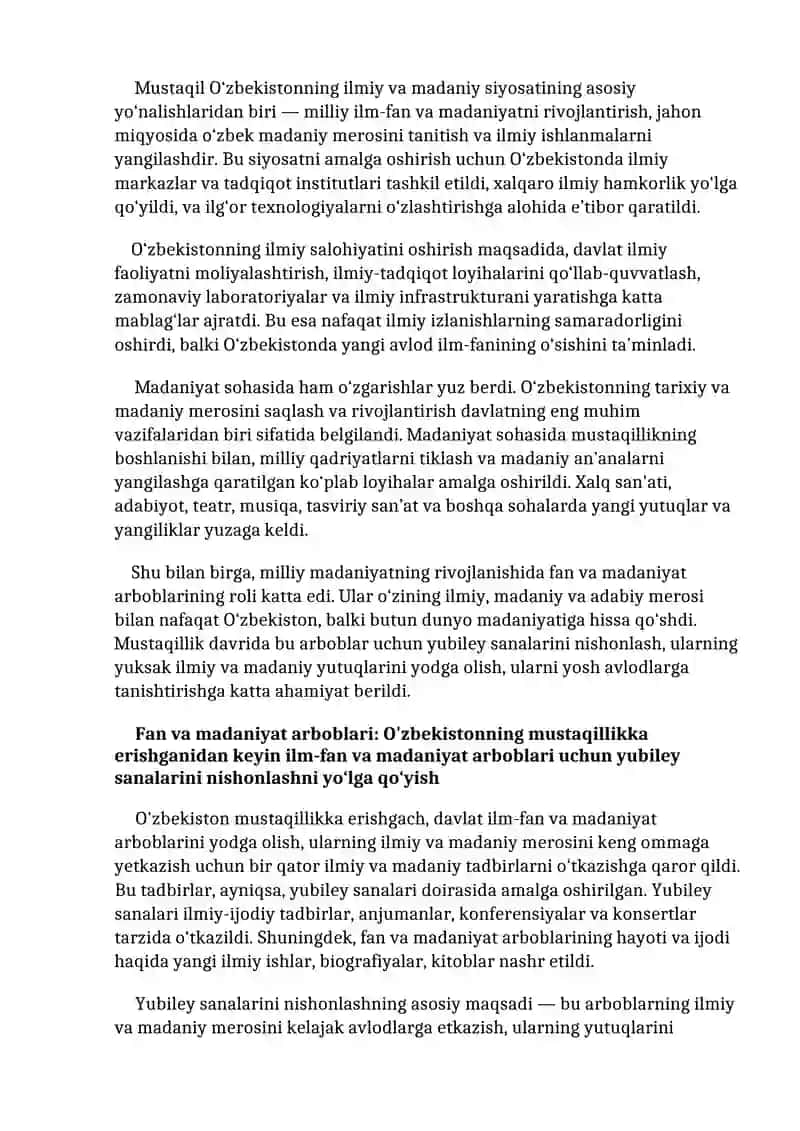O'zbekiston mustaqilligi va fan-madaniyat arboblarining roli 4