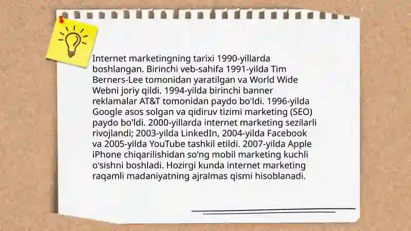 Internet marketingni mohiyati marketing rivojlanishi Va tarixi 4