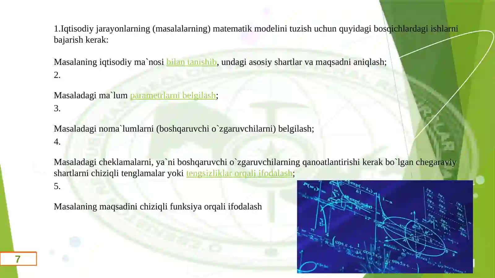 Chiziqli programmalar o’zgarishi iqtisodda 4