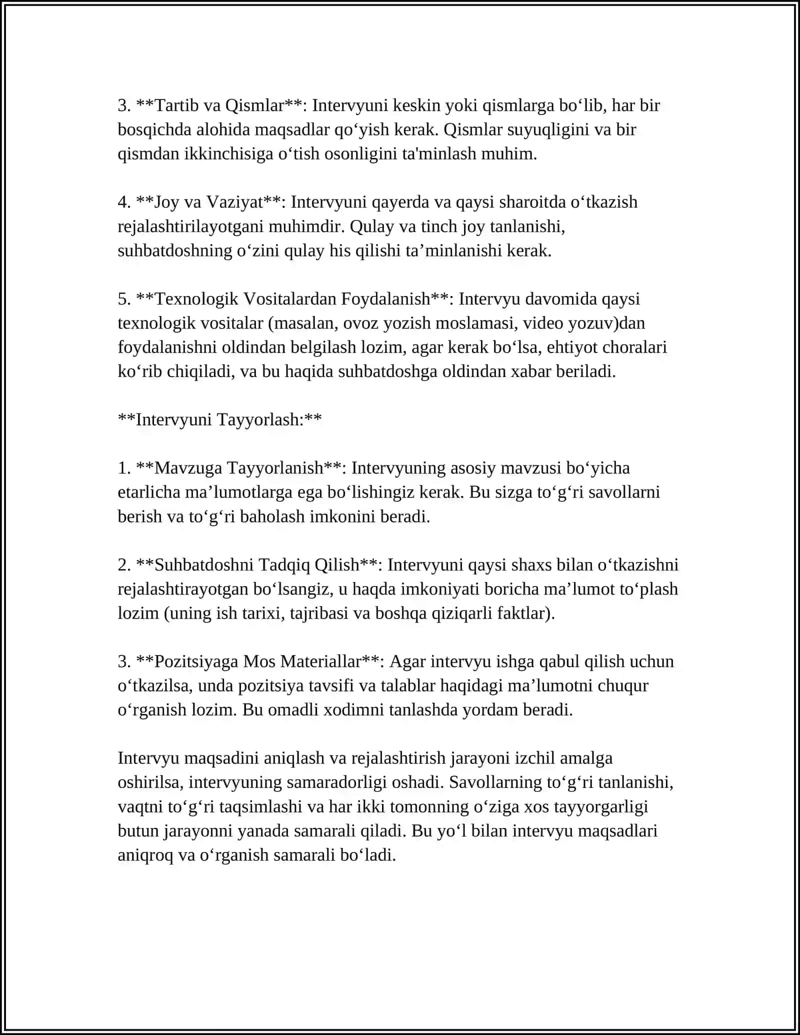 INTERVYU OLISH VA INTERVYU BERISH QOIDALARI 4