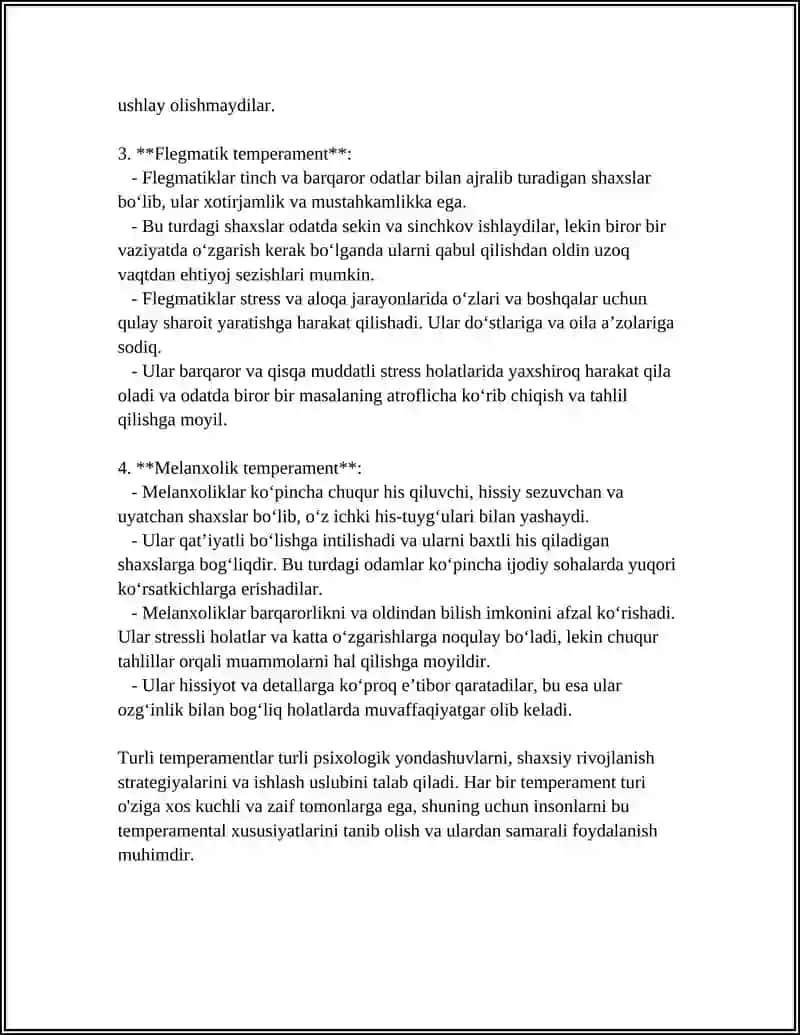 TEMPERAMENT 4
