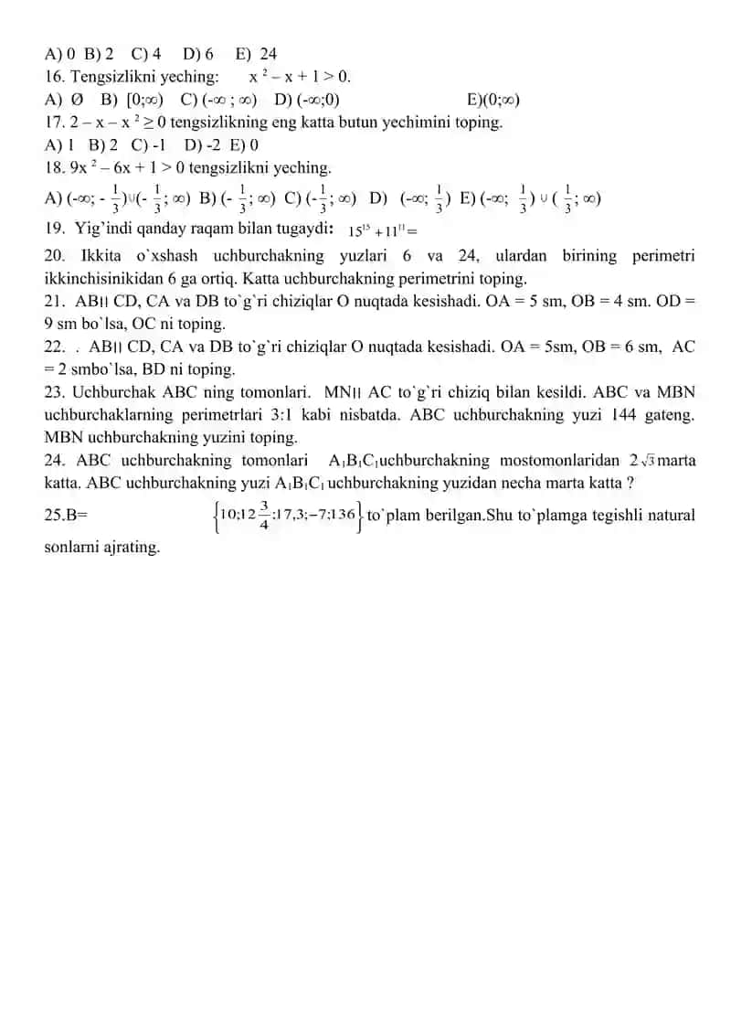 Matematikadan Olimpiada savollari 4