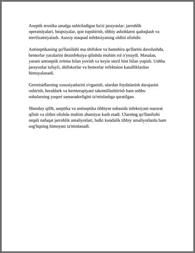 ASEPTIKA VA ANTISEPTIKA TUSHUNCHASI. OPERATSION MAYDON ASEPTIKASI 4