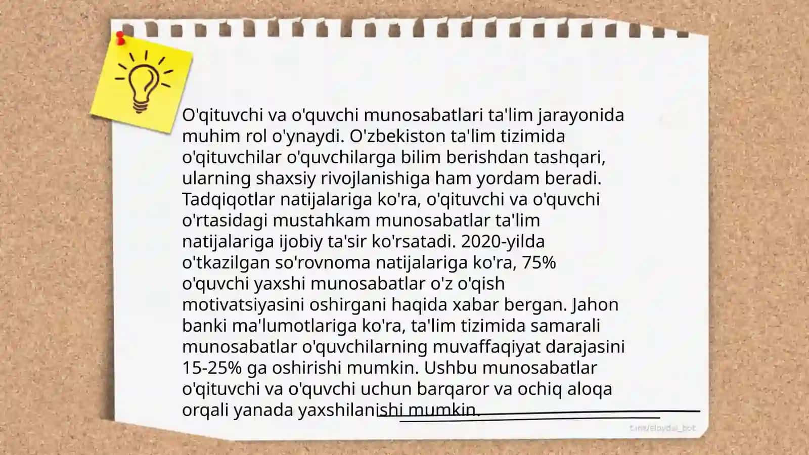 Pirlis tatqiqotida sôrovnomalarning qamrov doirasi sinifxona muhiti 4