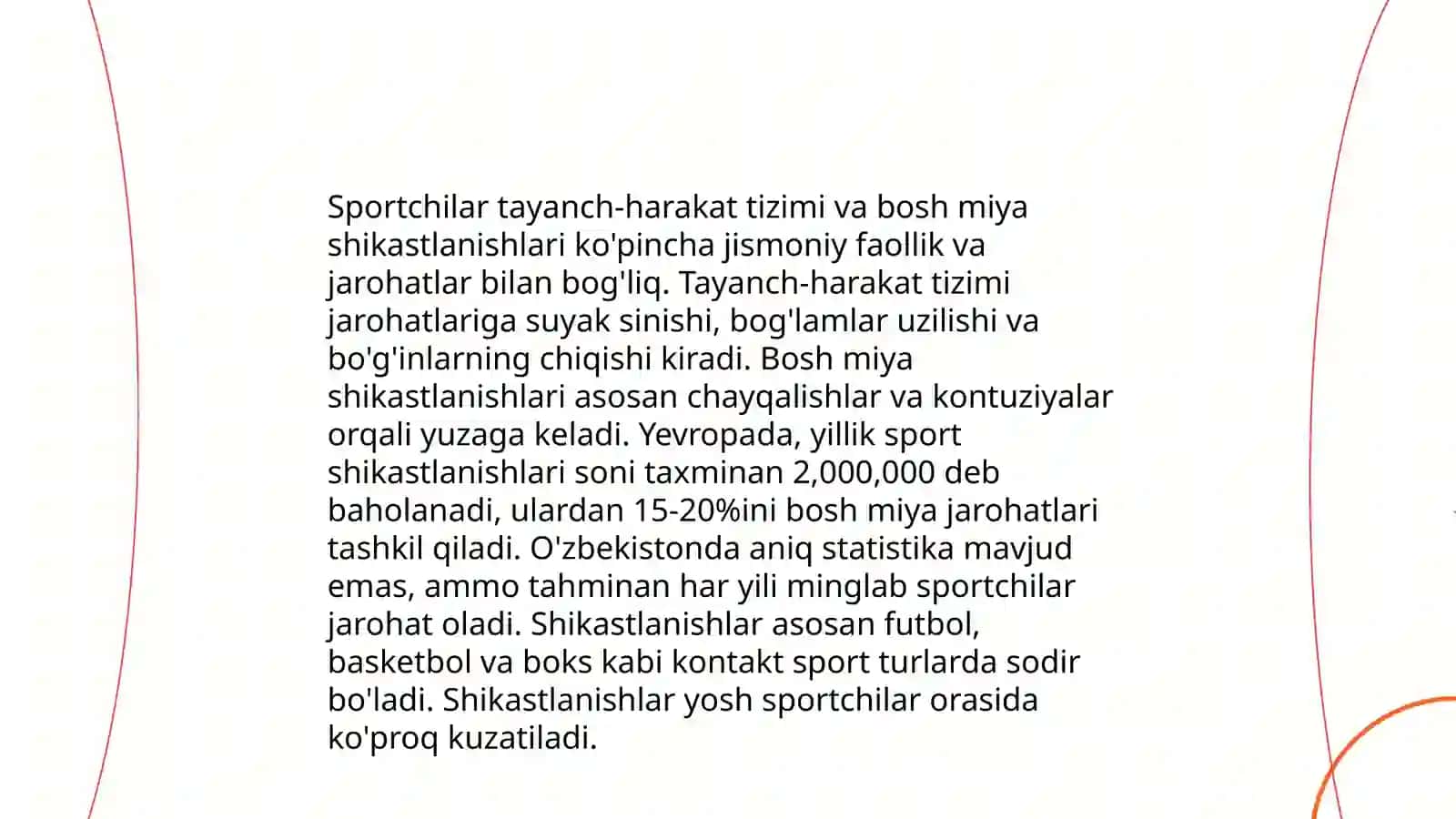 Sportchilarda tayanch-harakat tizimi va bosh miya shikastlanishi xususiyatlari 4