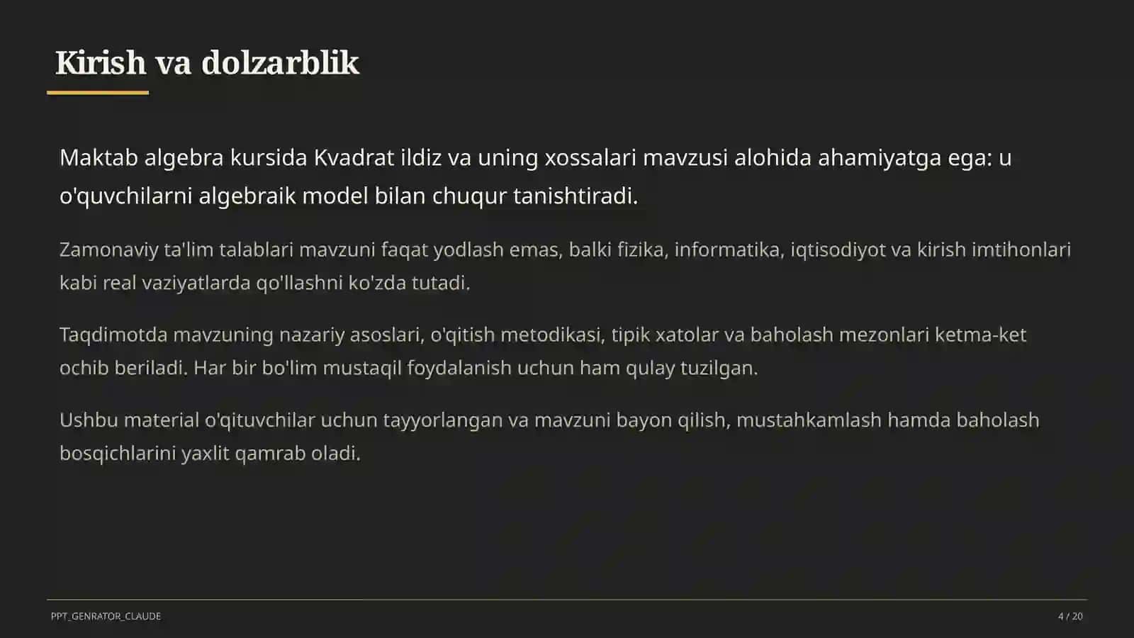 Kvadrat ildiz va uning xossalari (8-sinf) 4