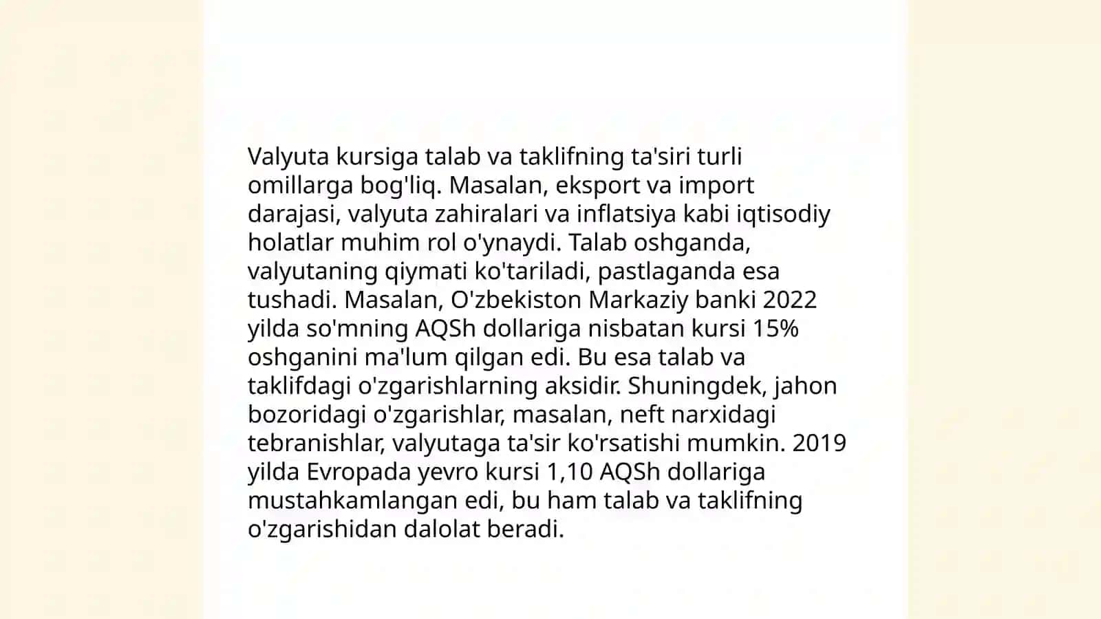 Milliy valyuta kursi va unga ta'sir etuvchi omillar 4