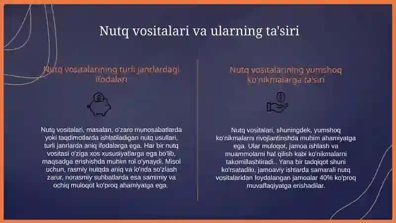 SOFT SKILLS – VAZIYATNI HISOBGA OLGAN HOLDA NUTQ VOSITALARINI TANLASH. TURLI JANRLARDAGI ANALITIK MATNLARNI YOZISH 4