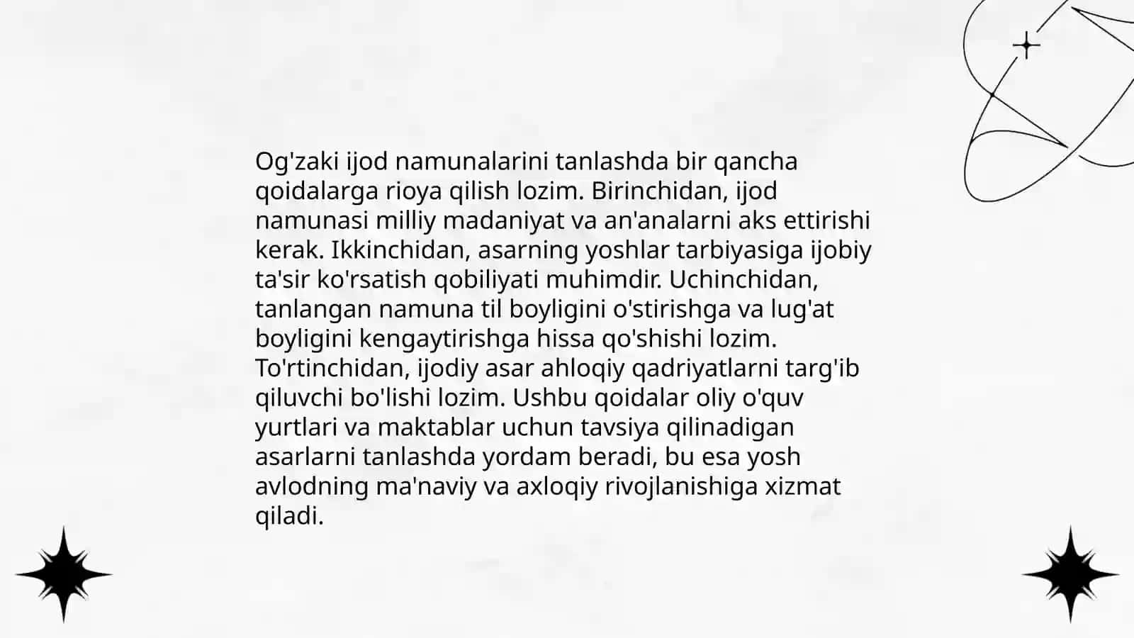 Akademik litseylarda xalq ogʻzaki ijodi fanining oʻqitilishidagi oʻziga xos tamoyillari 4