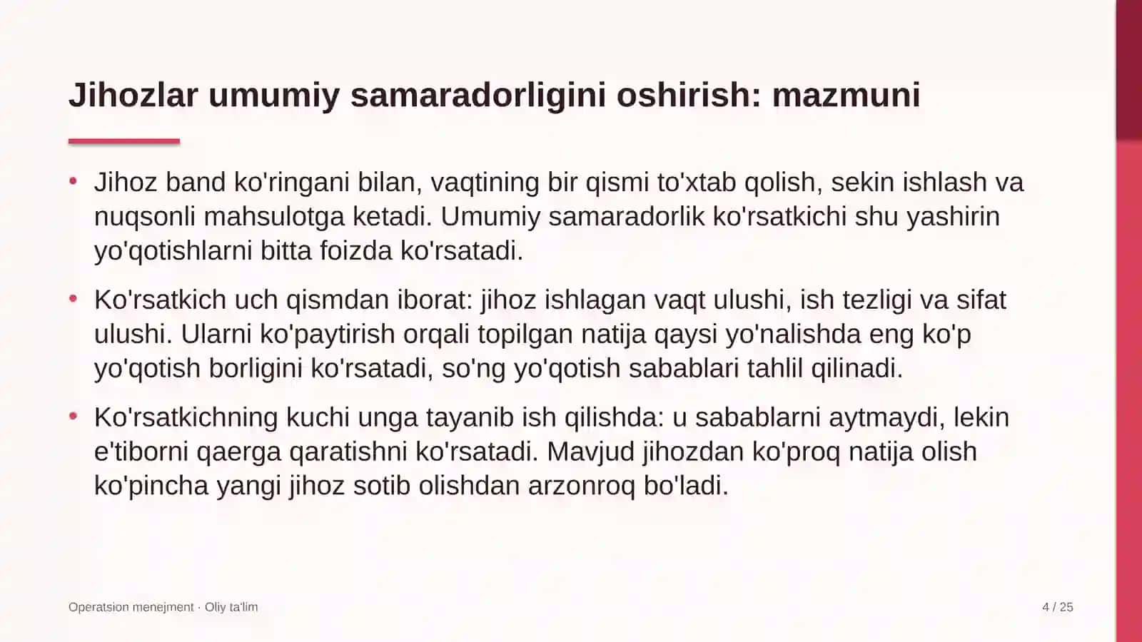 Bandlikka ko'maklashish markazlarida jihozlarning umumiy samaradorligini oshirish 4
