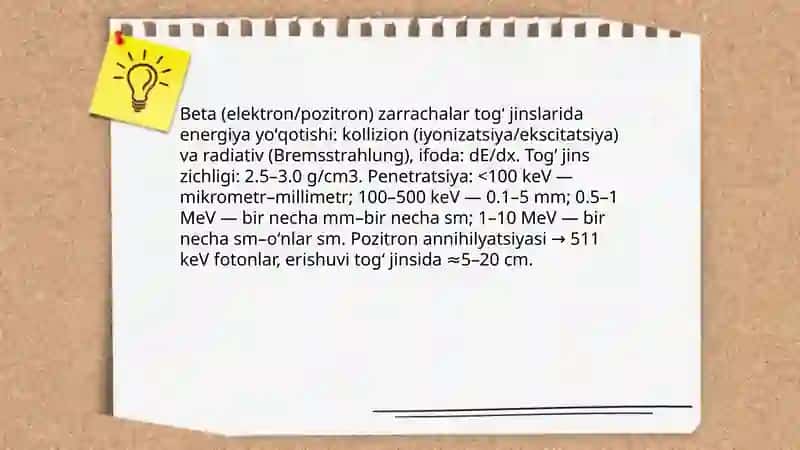 Yadroviy nurlanishlar tog‘ jinslari bilan o‘zaro ta‘siri 4