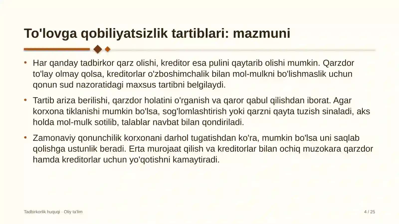 qurilish tashkilotlarida to'lovga qobiliyatsizlik tartib taomillari 9595 4