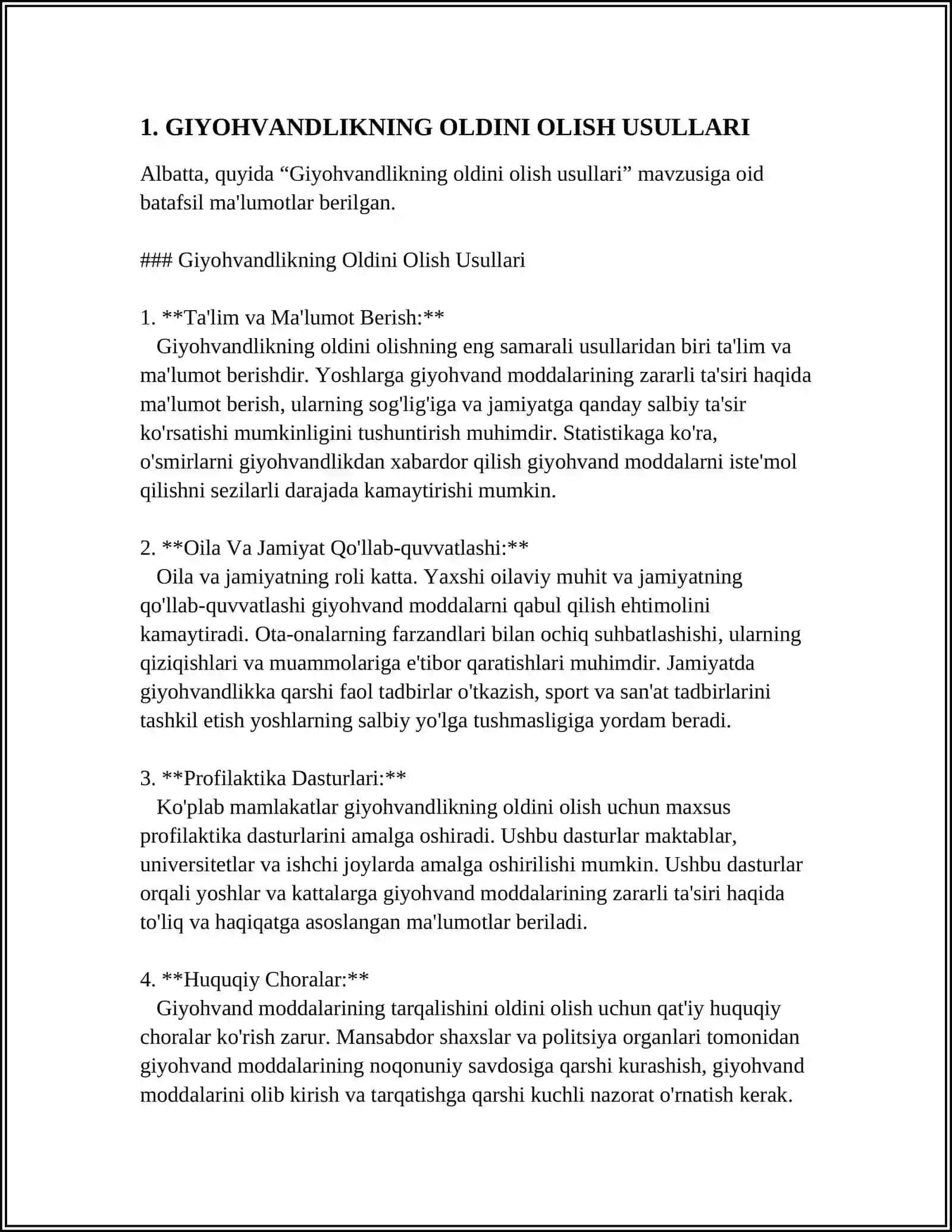 GIYOHVANDLIKNI OLDINI OLISHDA ZAMONAVIY VALEOLOGIK YONDASHUVLAR.İCHKILIKBOZLIKNING OQIBATLARI 4