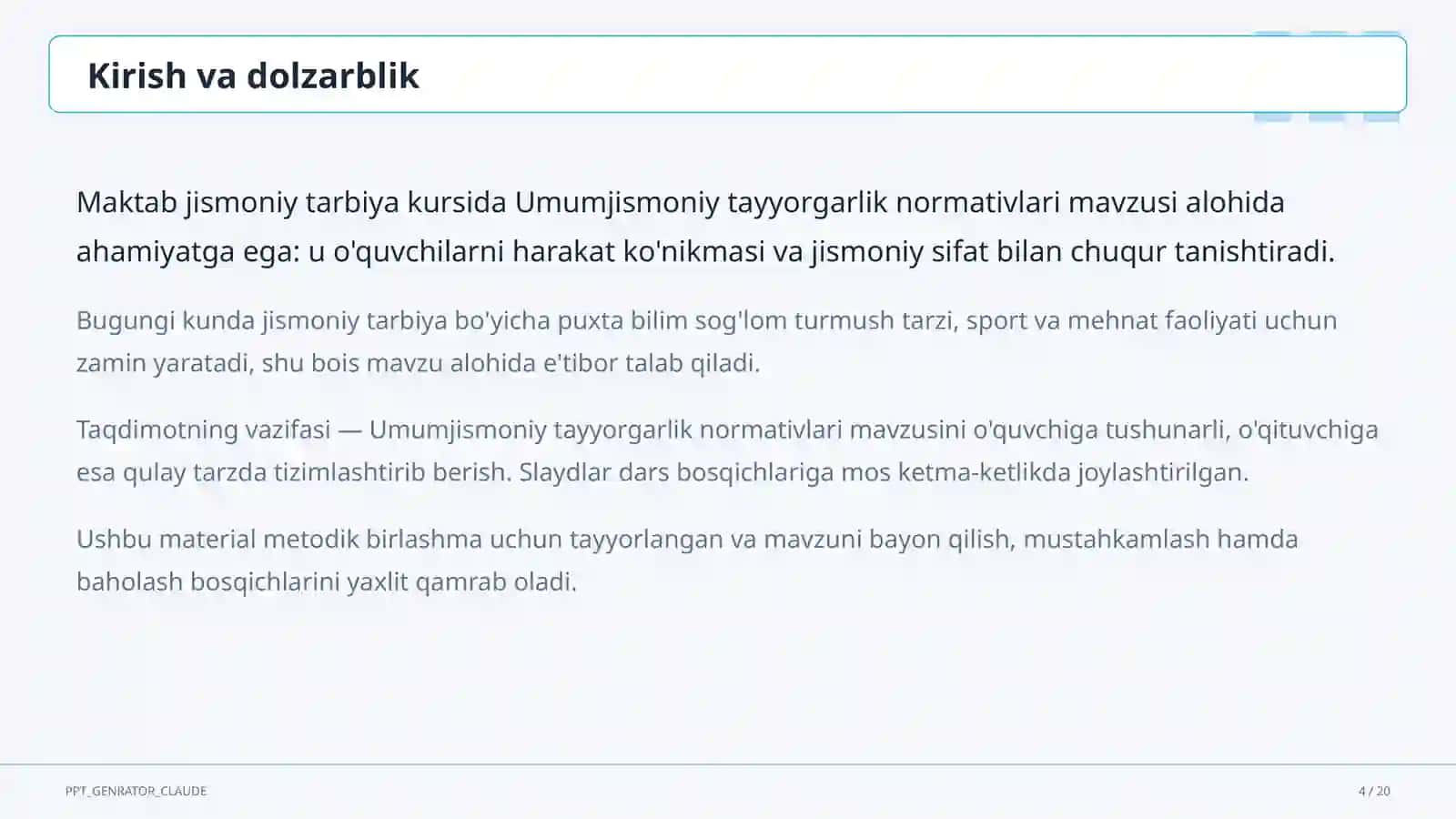Umumjismoniy tayyorgarlik normativlari (10-sinf) 4