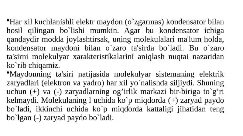 Molekula tashqi elektr maydonida 4