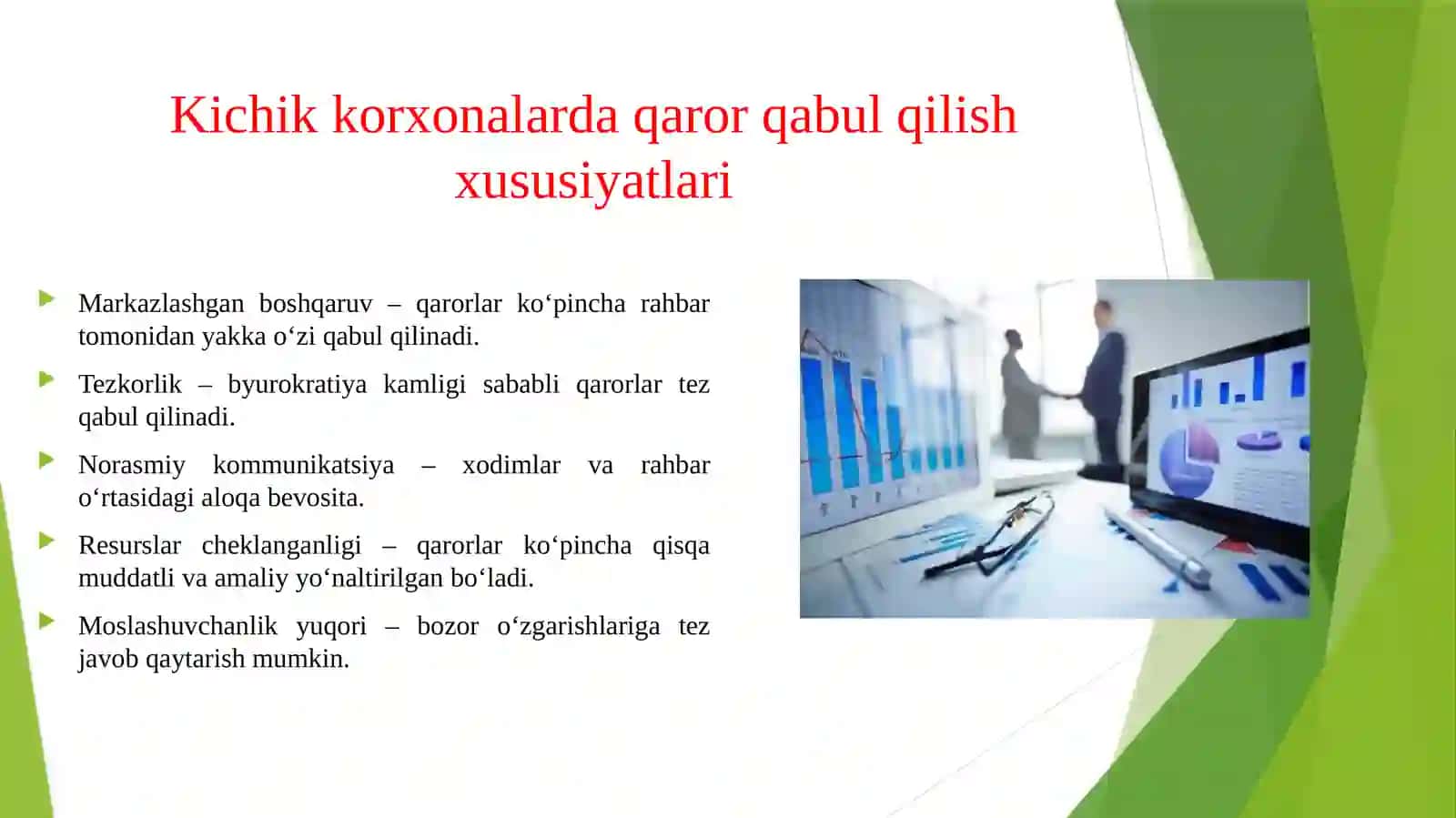 KICHIK VA YIRIK KORXONALARDA QAROR QABUL QILISH JARAYONLARINI TAQQOSLOVCHI TADQIQOT 4