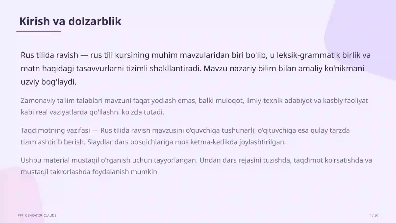 Rus tilida ravish (7-sinf) 4