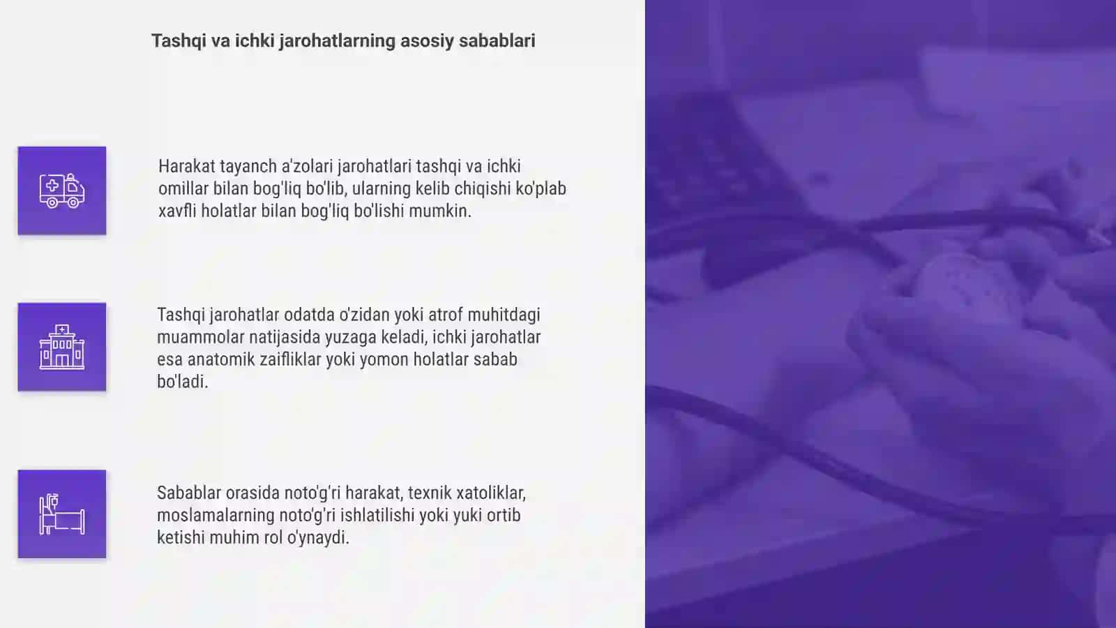 Harakat tayanch a'zolari jarohatlarining kelib chiqishi 4