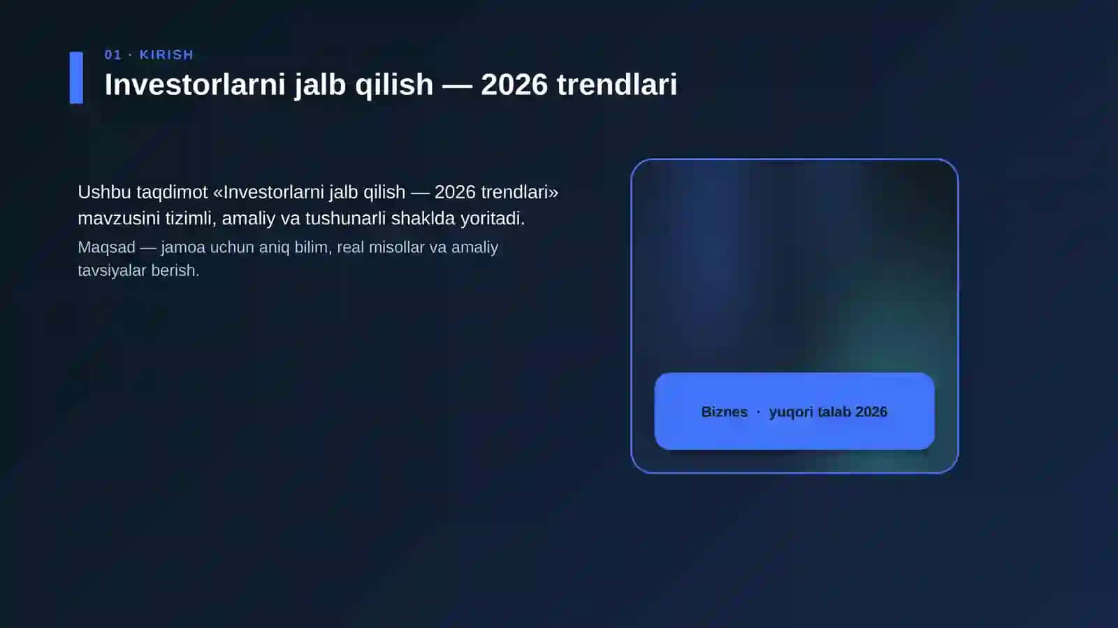 Investorlarni jalb qilish — 2026 trendlari 4
