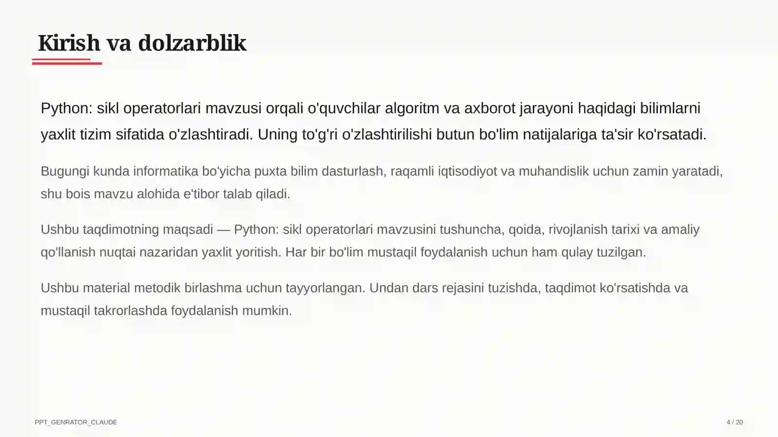 Python: sikl operatorlari (8-sinf) 4