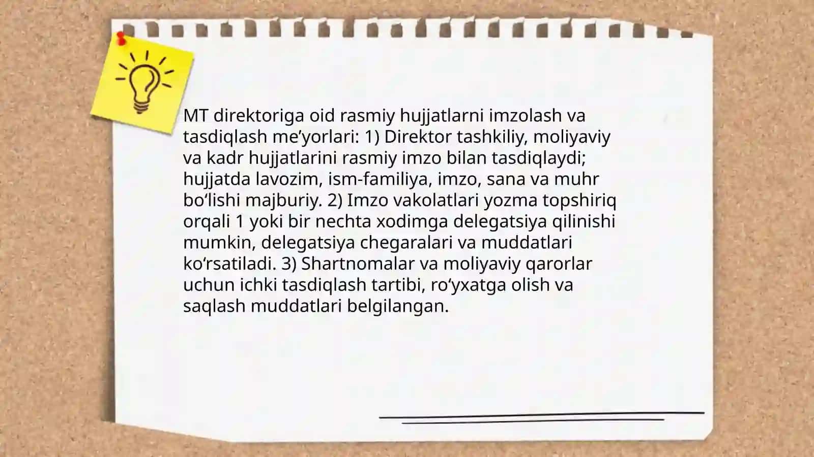 MT direktorining faoliyatga oid huquqiy-meyoriy hujjatlarning yuritilishga quyiladigan asosiy talablar 4