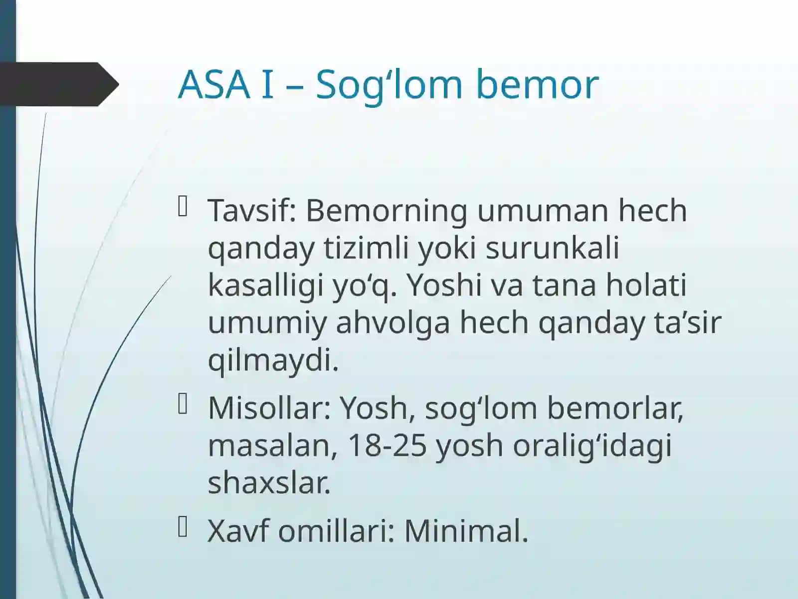 Operatsion anestiziologiya xavf darajalari 4