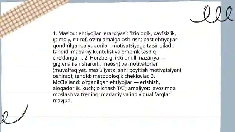 Xorij psixologiyasida motiv va motivatsiya muammosi 4