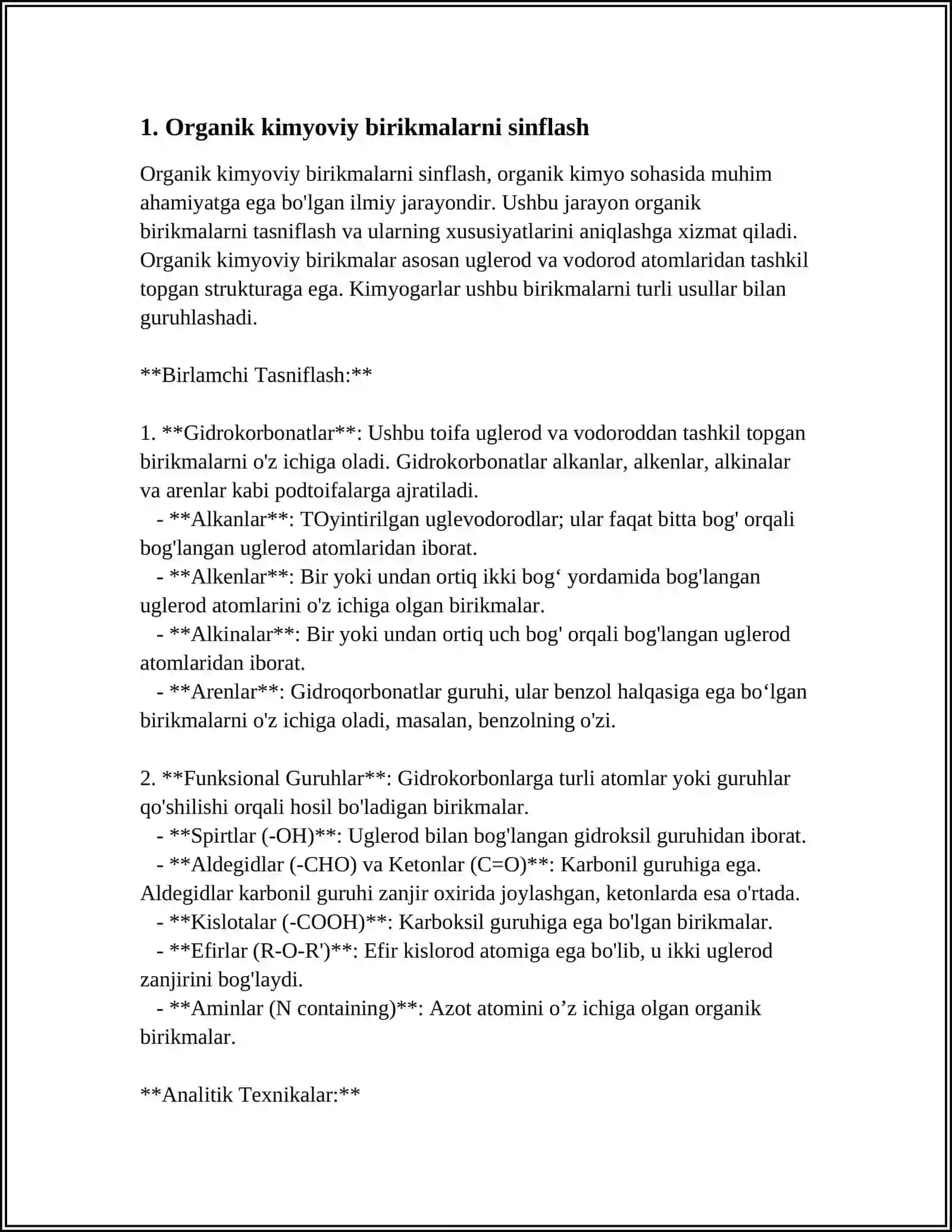 ORGANIK BIRIKMALARNING SINFLANISHI VA NOMENKLATURASI 4
