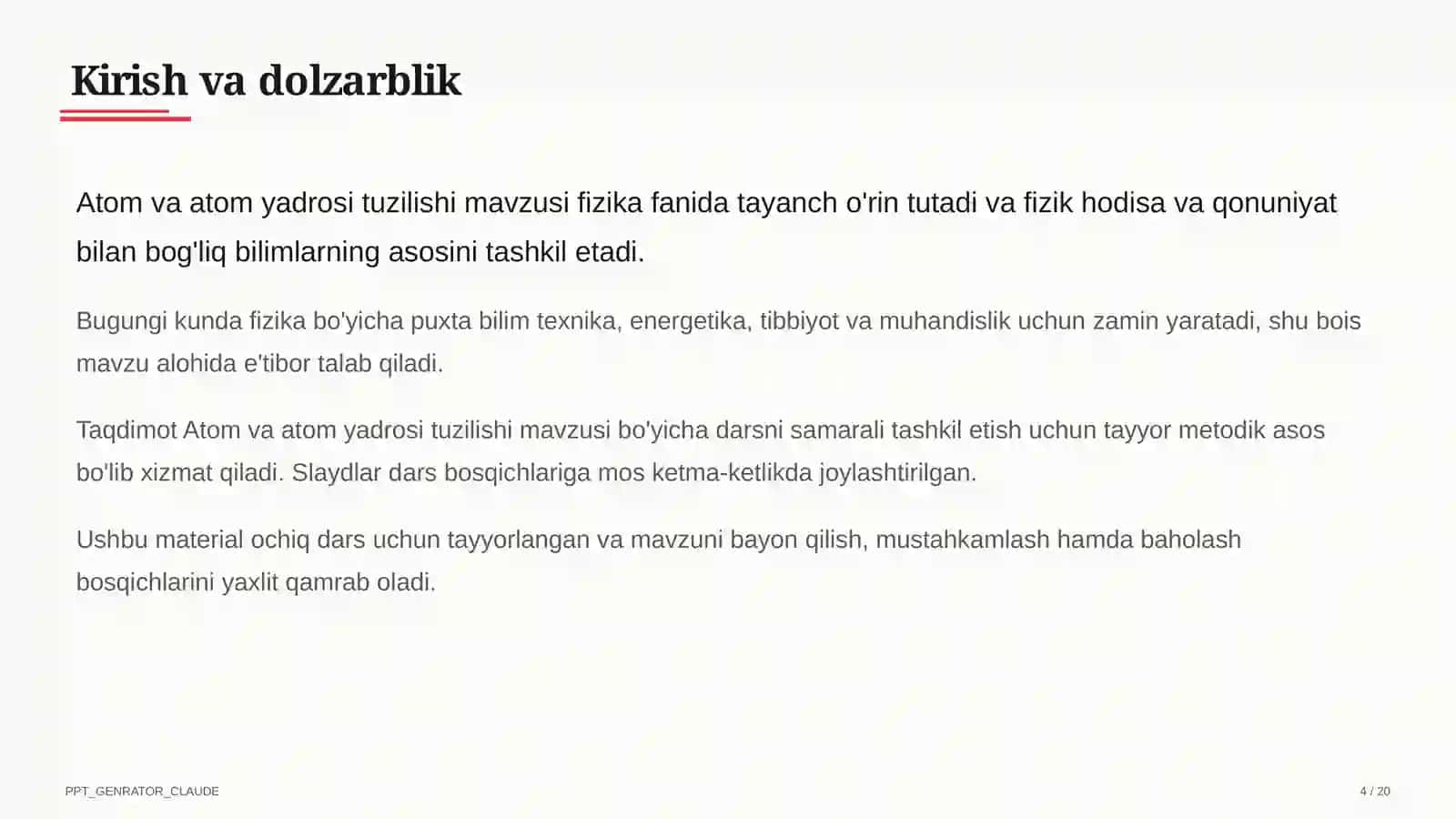 Atom va atom yadrosi tuzilishi (11-sinf) 4