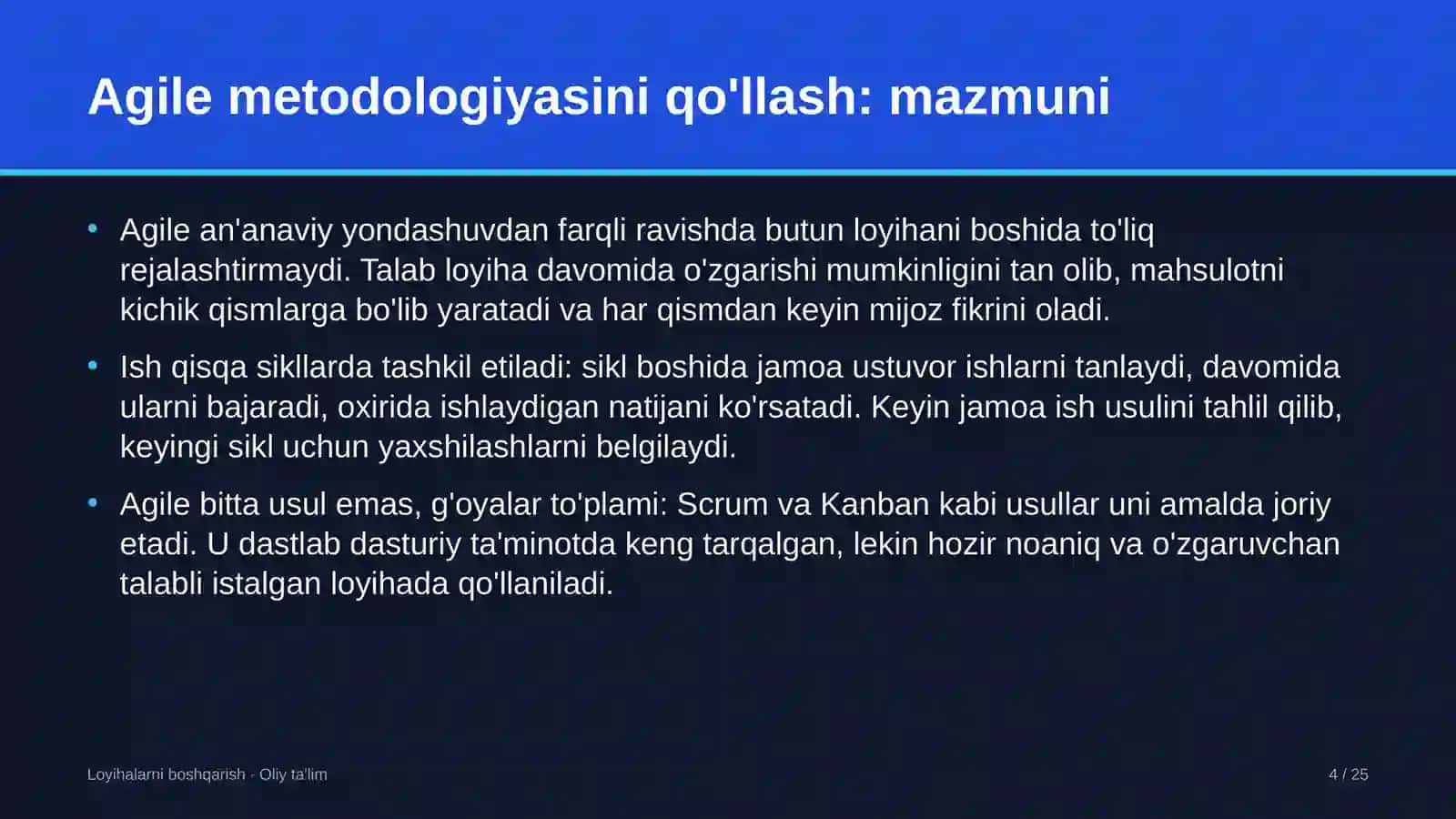 fuqarolik holati dalolatnomalarini yozish organlarida agile metodologiyasini qo'llash 4112 4
