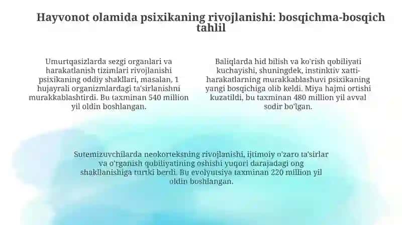 Psixikaning filogenetik rivojlanishiga kirish 4