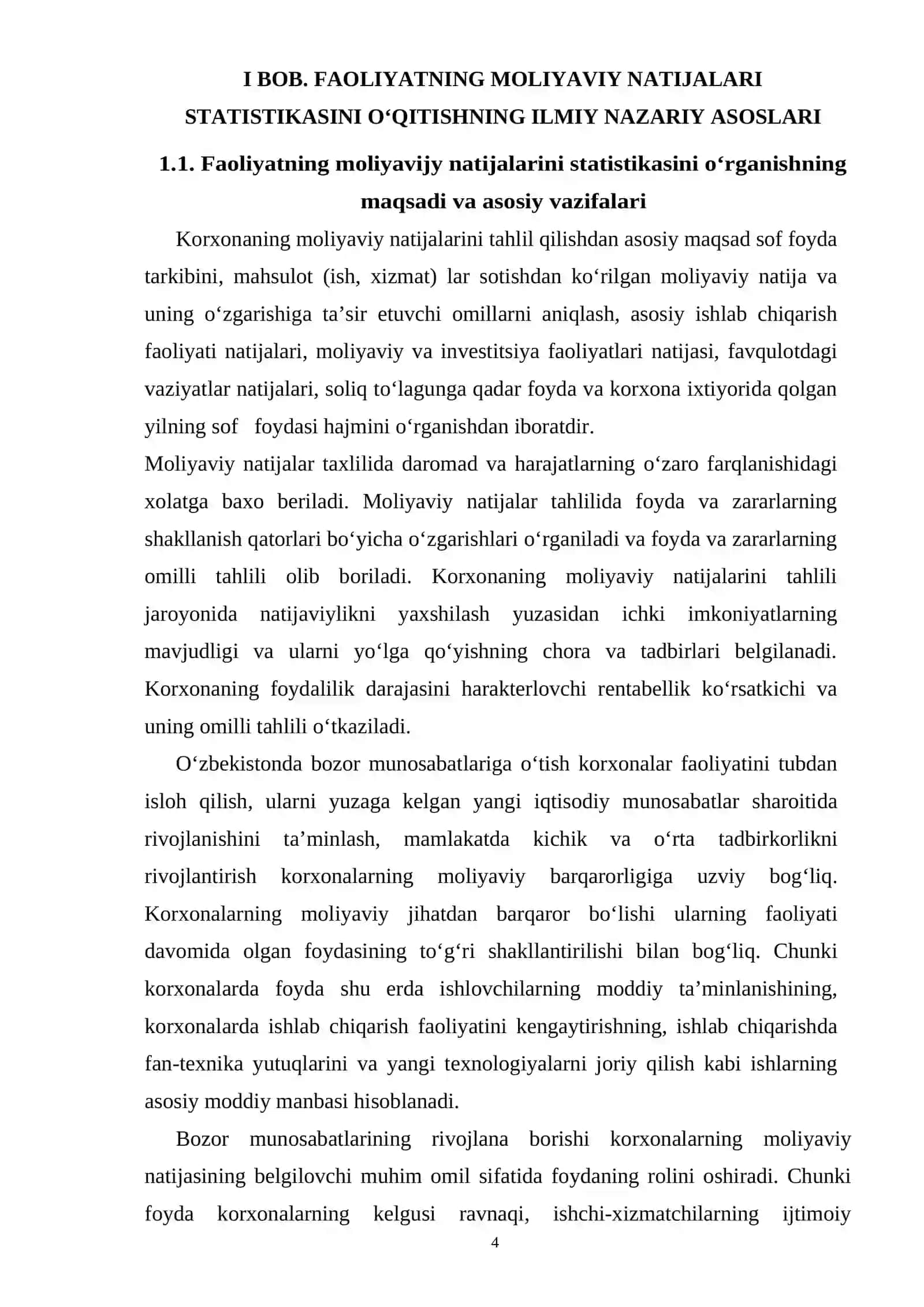 FAOLIYATNING MOLIYAVIY NATIJALARI STATISTIKASI 4