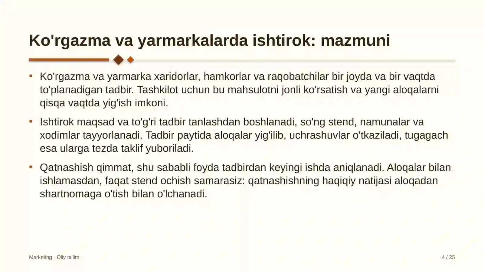 marketpleyslarda ko'rgazma va yarmarkalarda ishtirok etish 7467 4