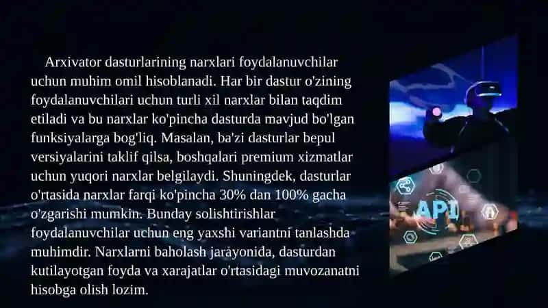Arxivator dasturlari: tahlil, solishtirish va tanlash 4
