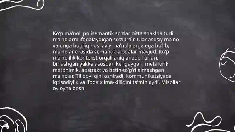Bir maʼnoli (monosemantik) soʻzlar 4