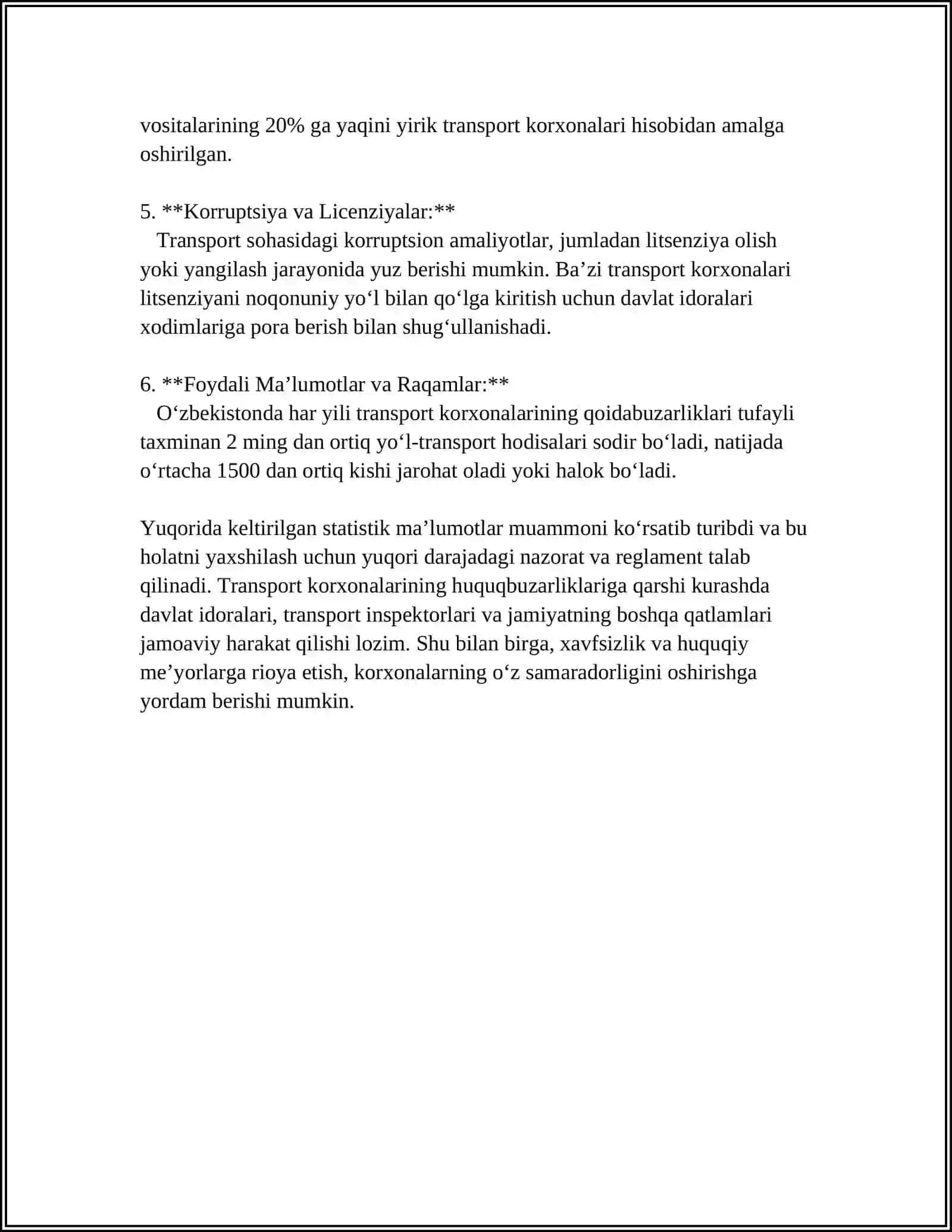 TRANSPORT KORXONALARINING HUQUQBZARLIKLARI UCHUN HUQUQIY JAVOBGARLIK TUSHUNCHASI 4