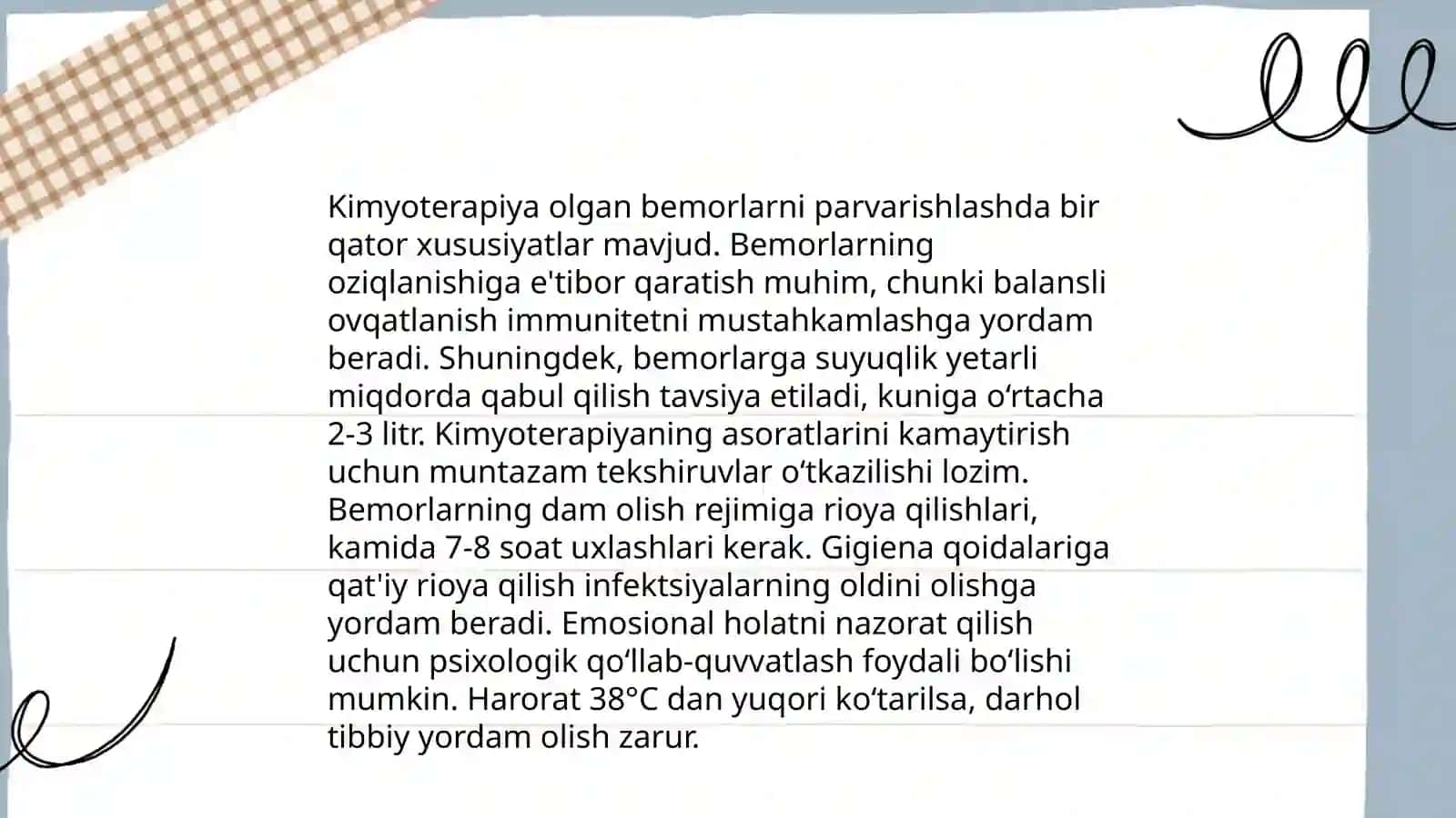Onkologik xastaliklar bilan og‘rigan bemorlar parvarishi xususiyatlari 4