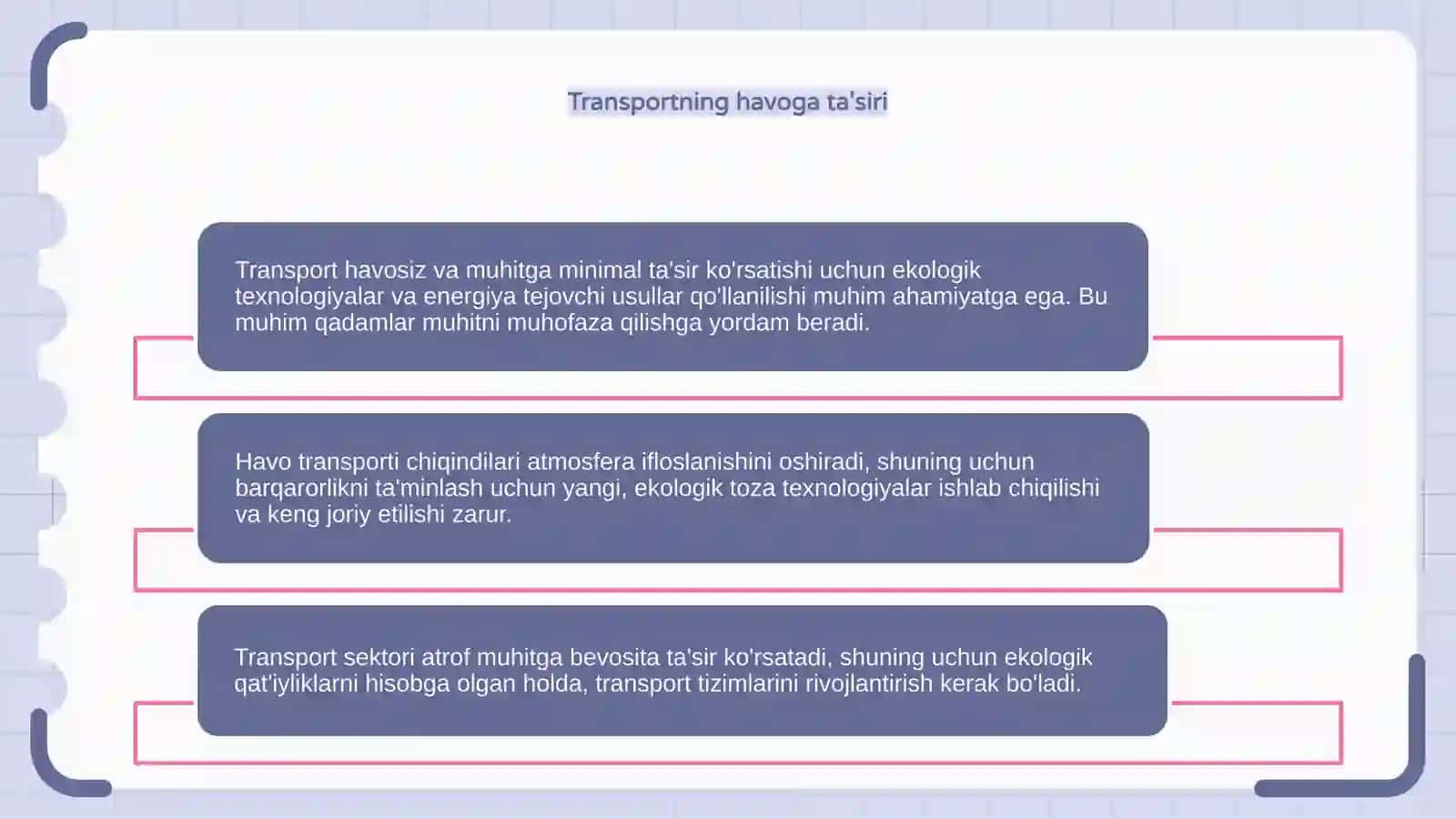 Transport va muhit o'rtasidagi munosabatlar 4