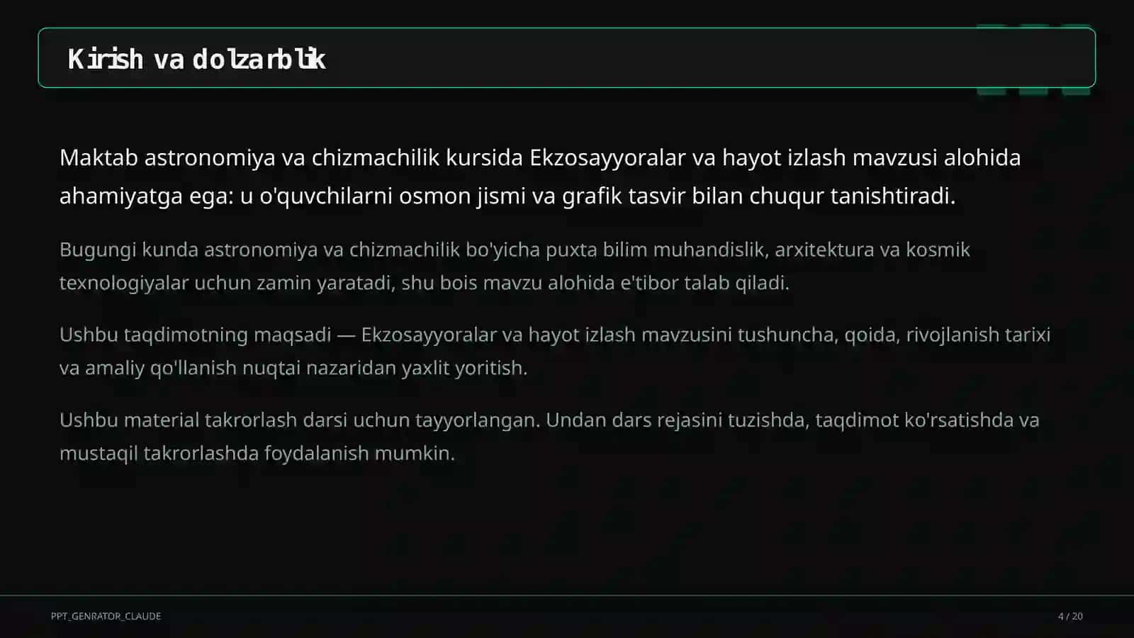 Ekzosayyoralar va hayot izlash (11-sinf) 4
