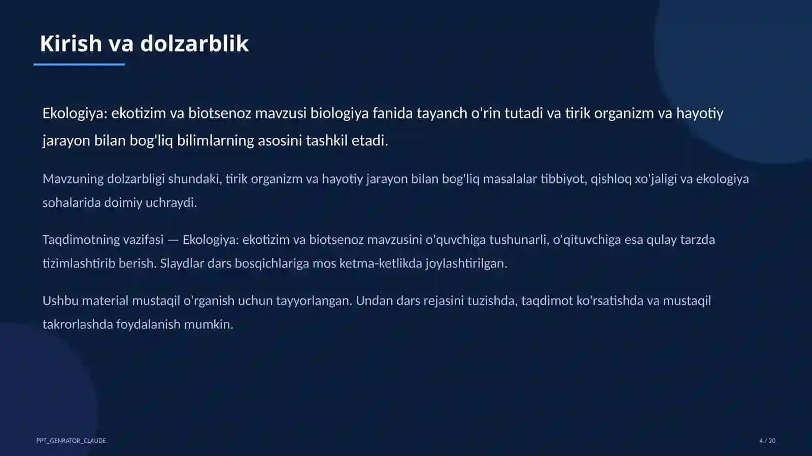 Ekologiya: ekotizim va biotsenoz (10-sinf) 4