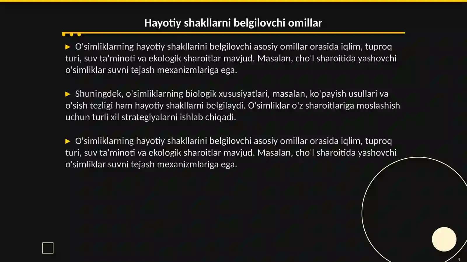O'simliklarning hayotiy shakllari klassifikatsiyasi 4