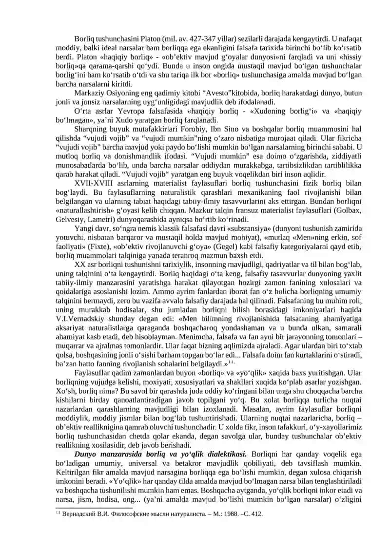 Borliq (Ontologiya) va rivojlanish falsafasi 4