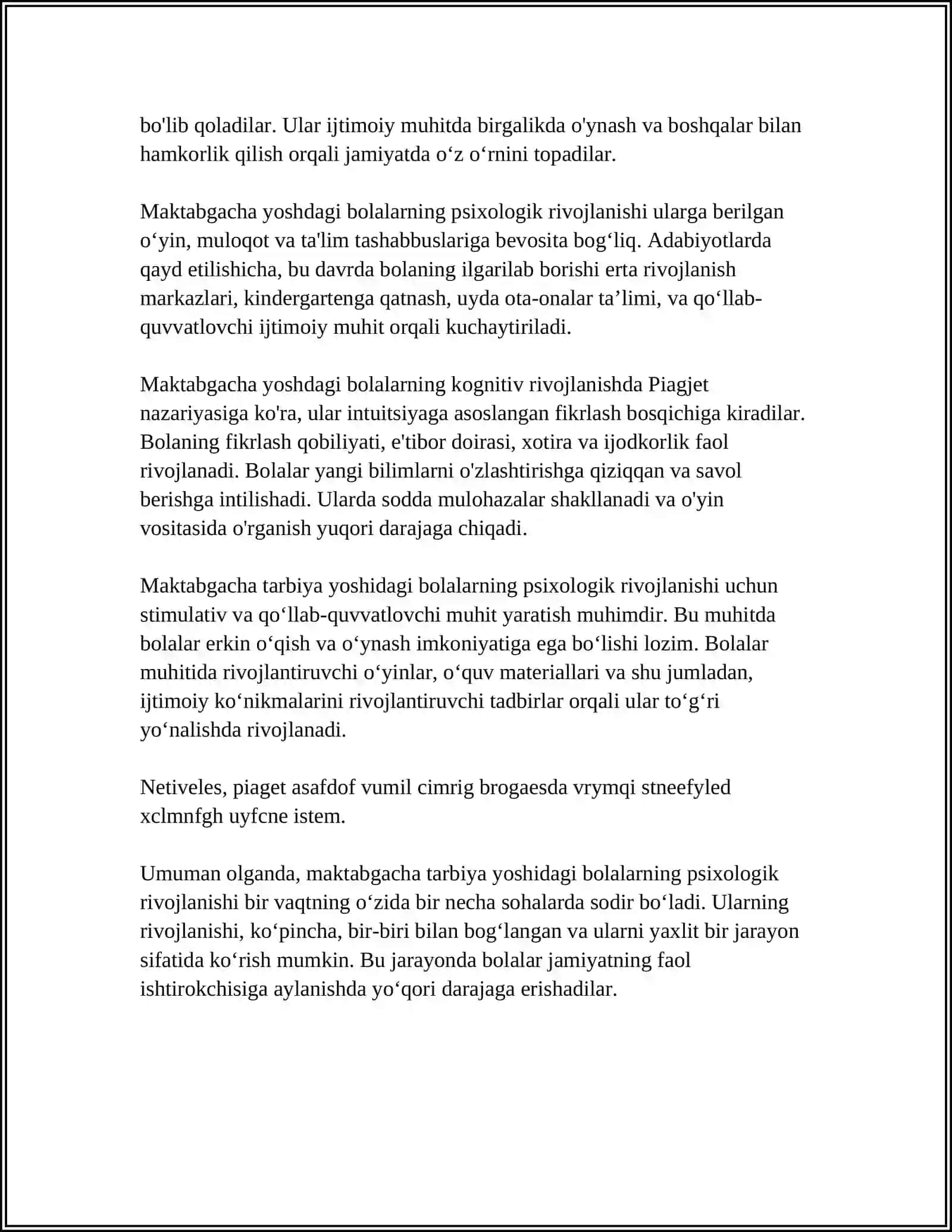 MAKTABGACHA TARBIYA YOSHINING RIVOJLANISH SHART SHAROITLARI 4