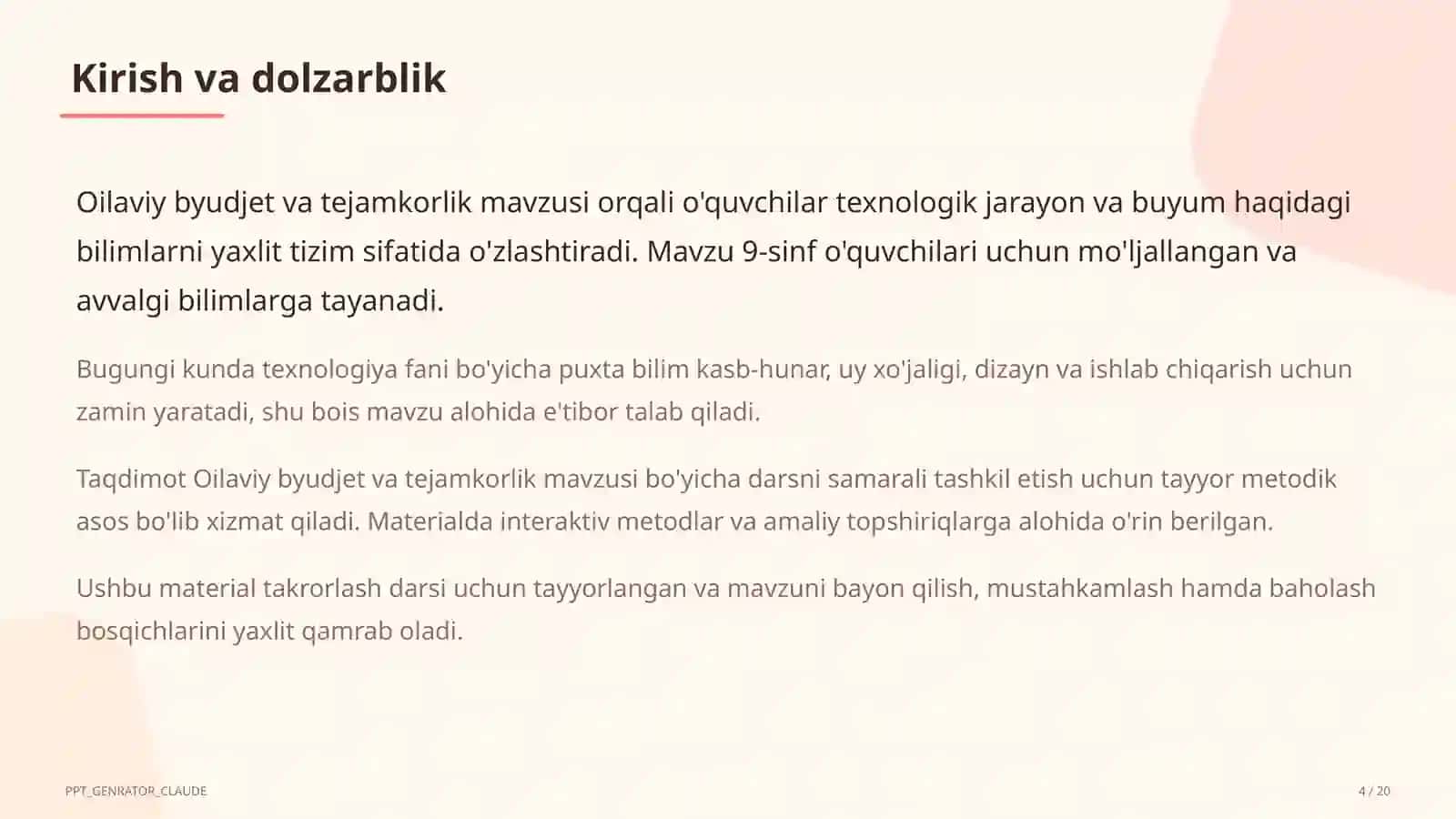 Oilaviy byudjet va tejamkorlik (9-sinf) 4
