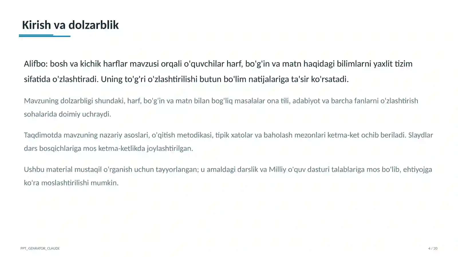 Alifbo: bosh va kichik harflar (1-sinf) 4