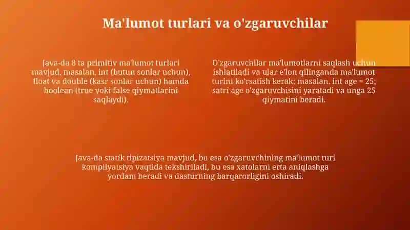 Java dasturlash tilining asosiy tushunchalari 4