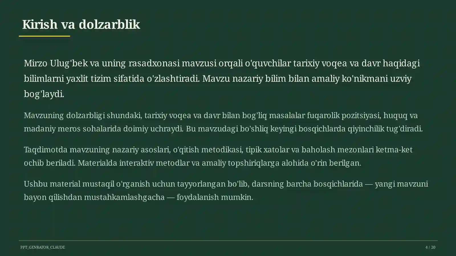 Mirzo Ulug'bek va uning rasadxonasi (5-sinf) 4