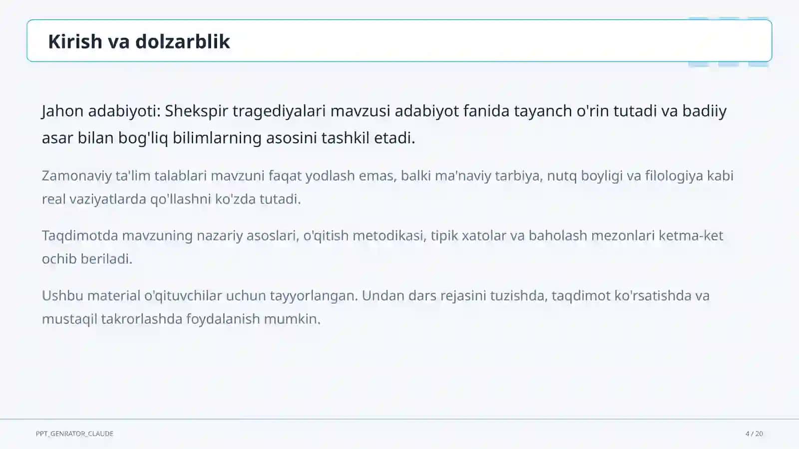 Shekspir tragediyalari (10-sinf) 4